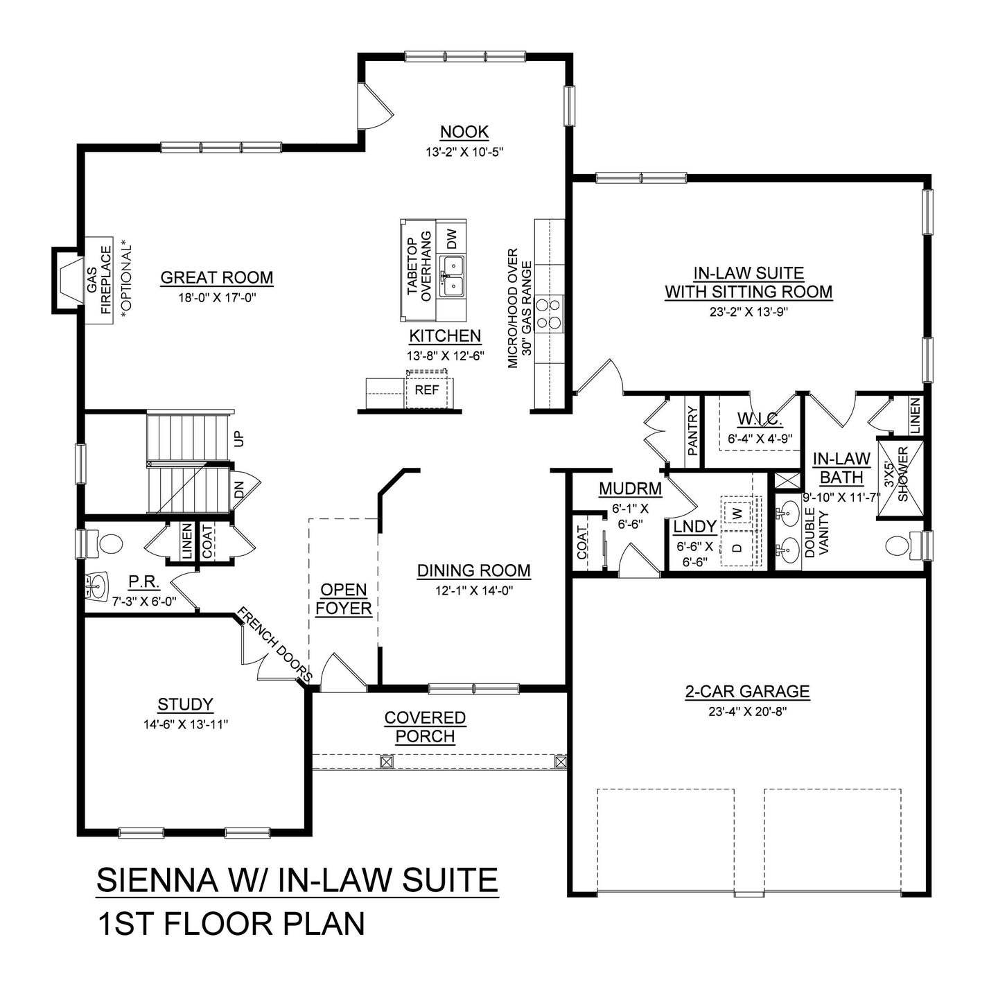 Sienna Country with Optional In-Law Suite - 1st Floor Plan
