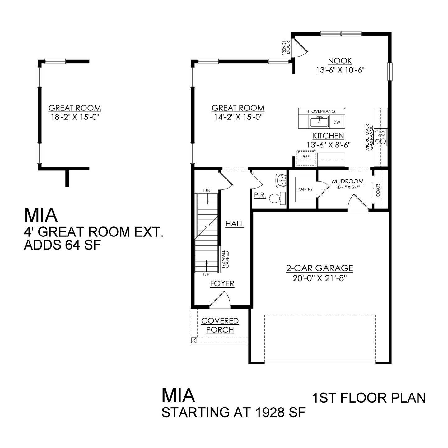 Mia - 1st Floor Plan with Optional Great Room Extension