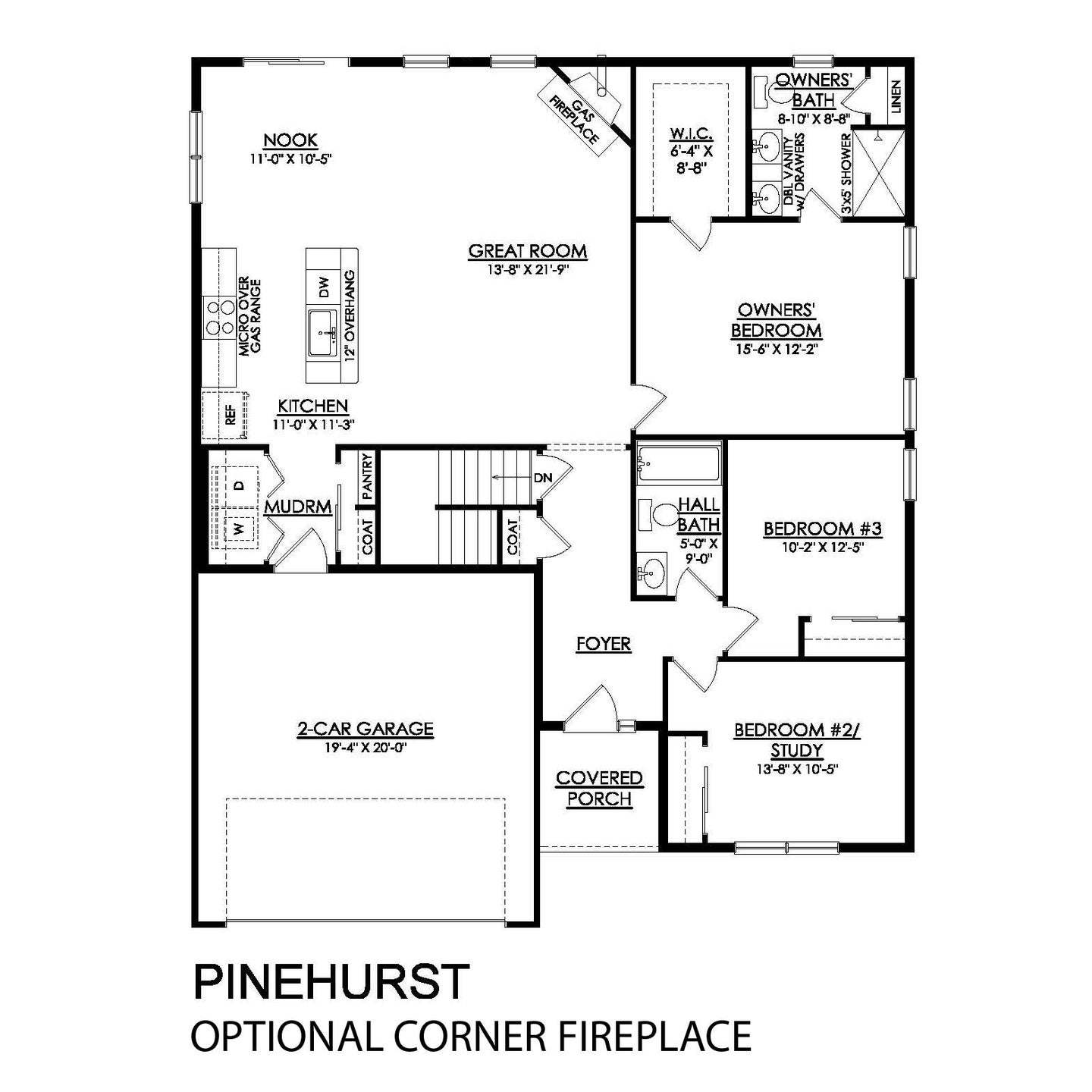 Pinehurst with Optional Corner Fireplace
