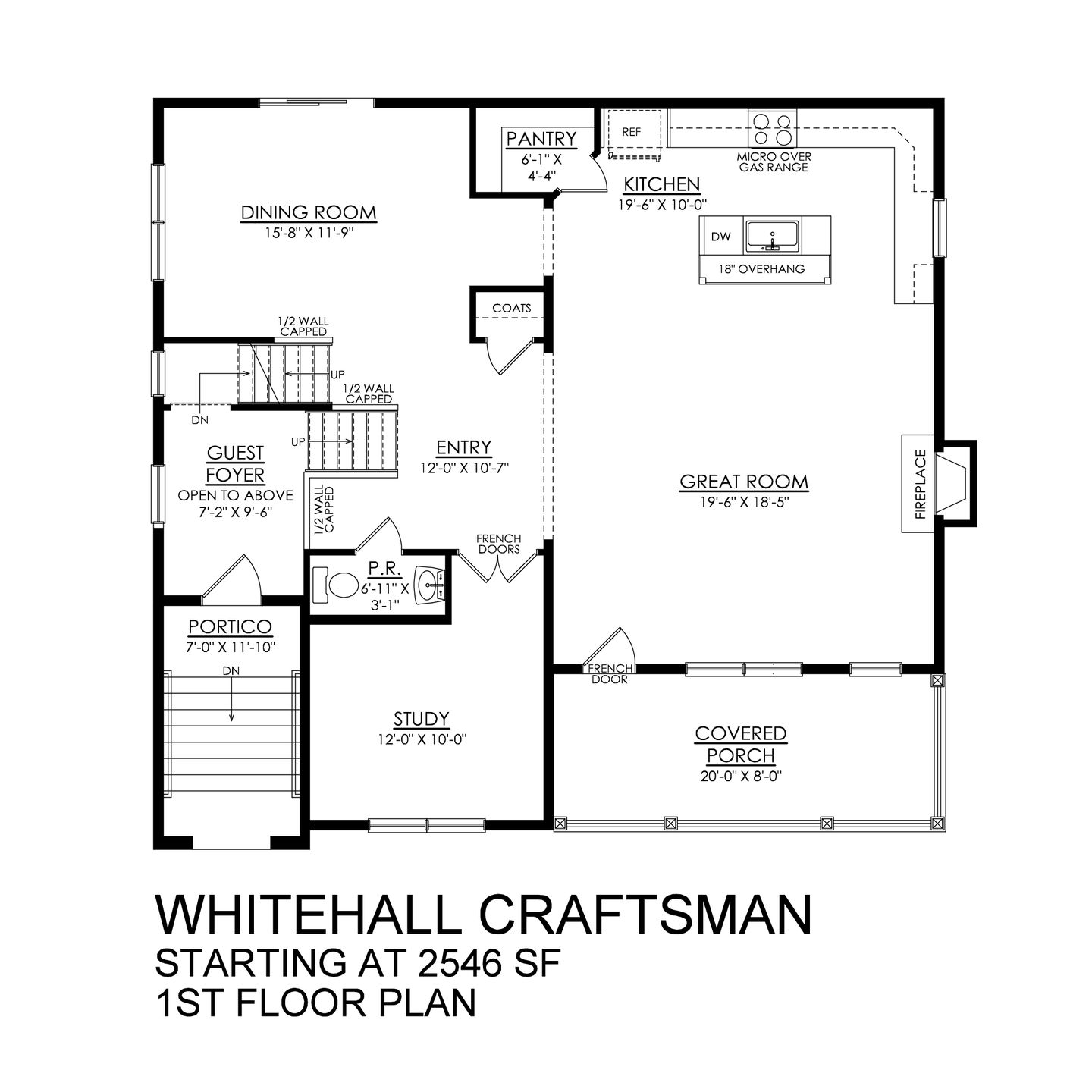 Whitehall Craftsman Base - 1st Floor Plan