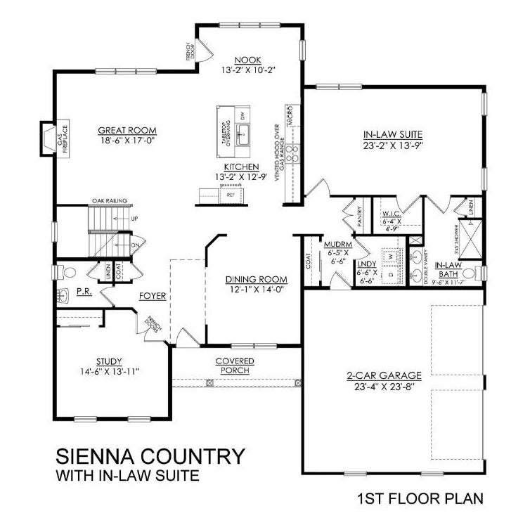 Sienna with Optional In-Law Suite Heritage Series - 1st Floor Plan