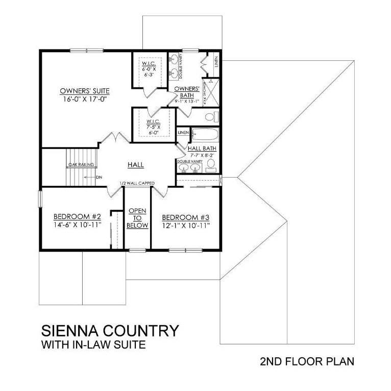 Sienna with Optional In-Law Suite Heritage Series - 2nd Floor Plan
