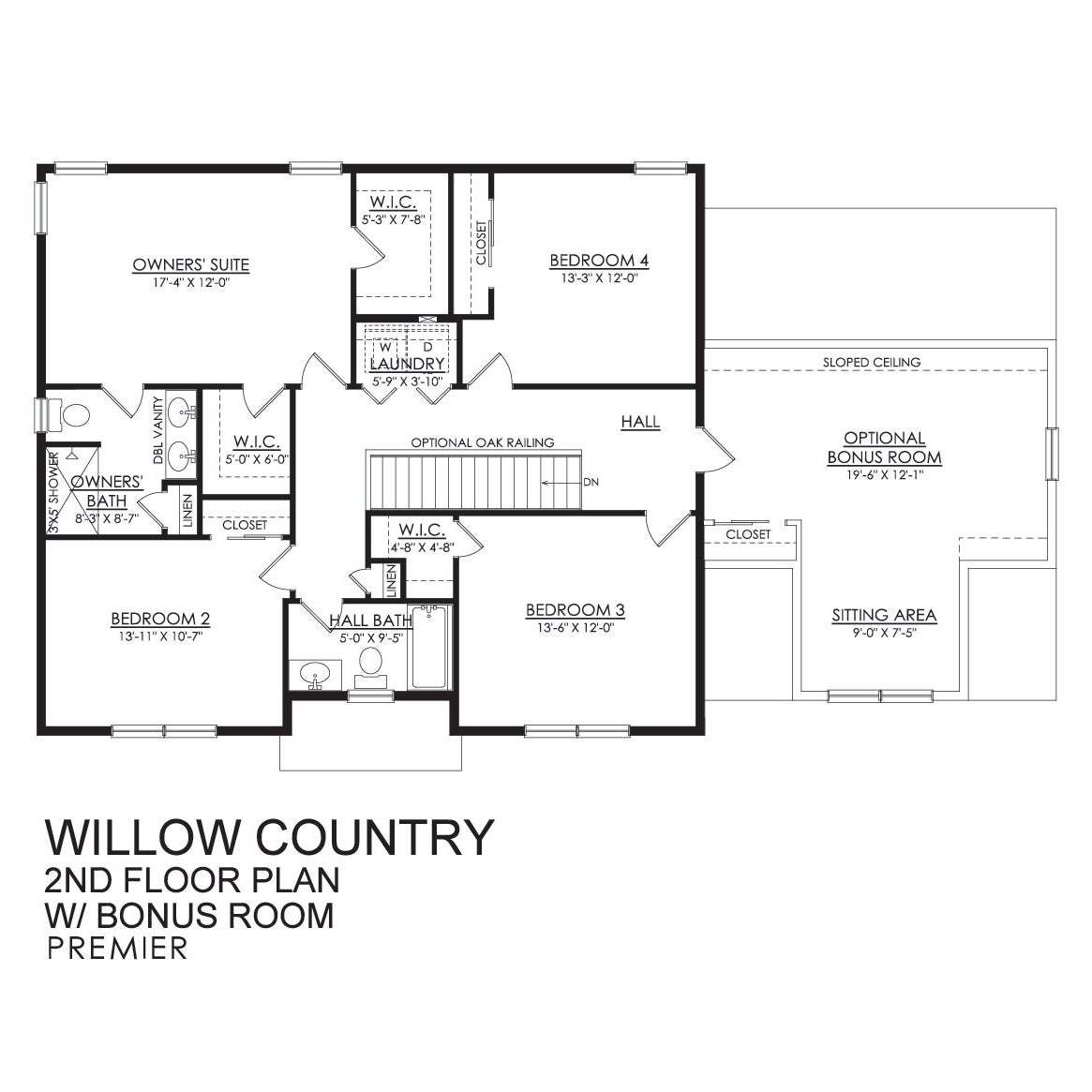 Willow Country Premier Series - Optional 2nd Floor Bonus Room