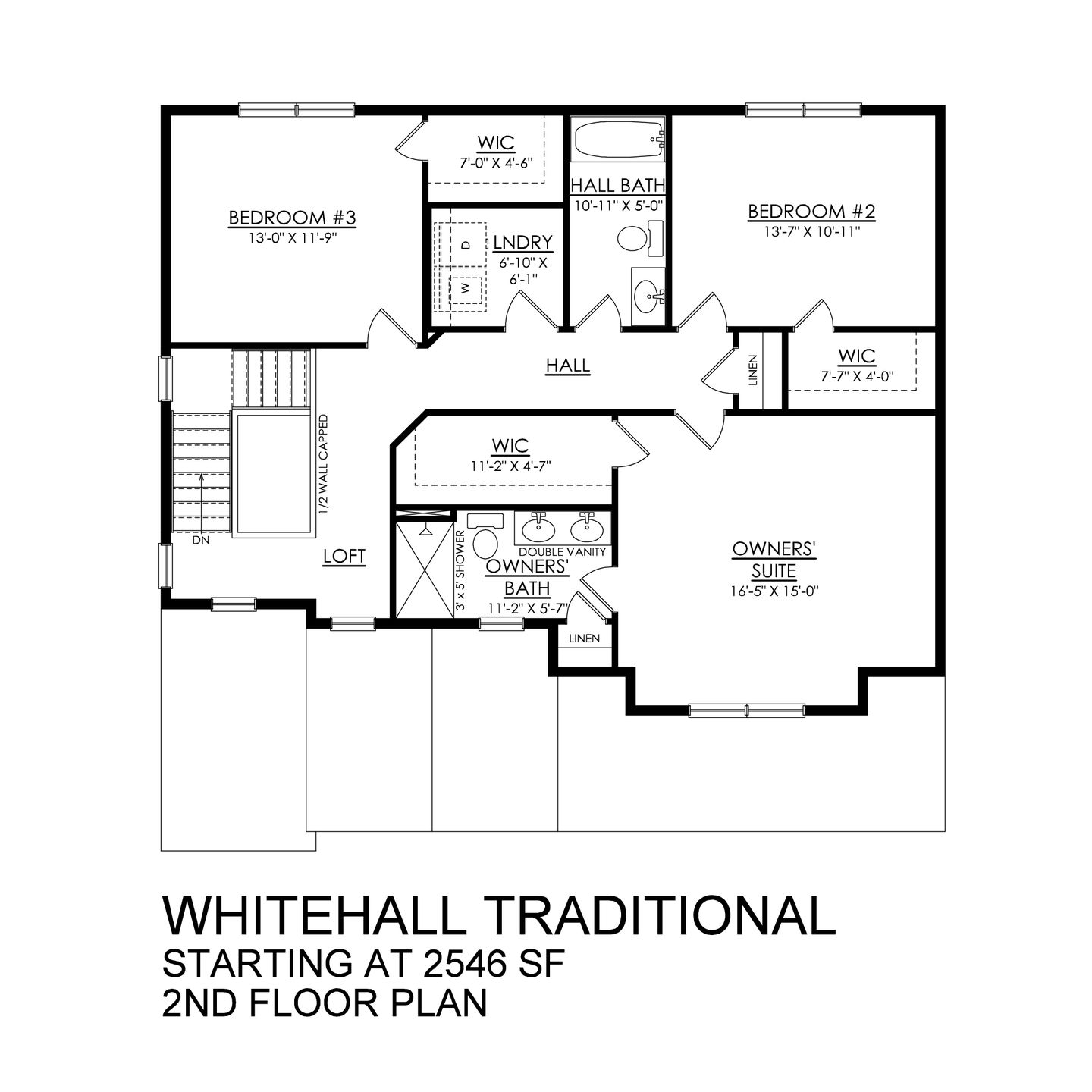 Whitehall Traditional - 2nd Floor Plan