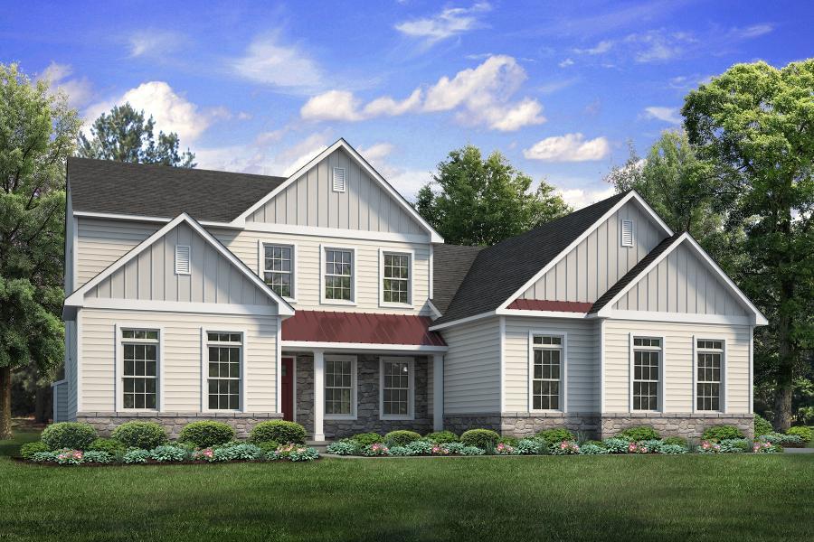 Farmhouse Elevation - Side Entry Garage