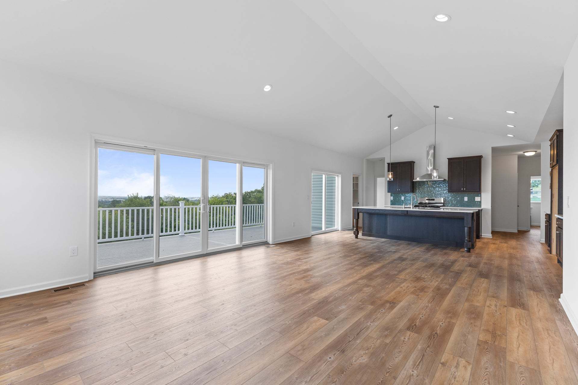 Rockford Great Room with Added Sliding Glass Doors and Extended Deck