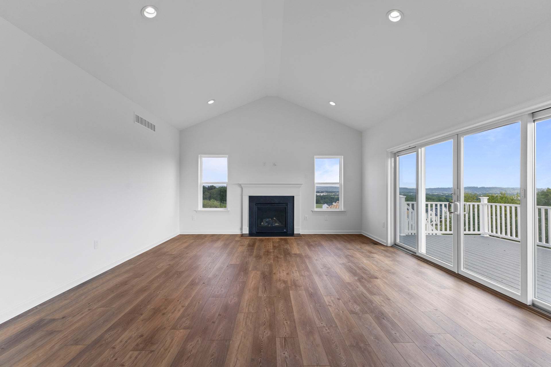 Rockford Great Room with Fireplace Window Package and Added Sliding Glass Doors
