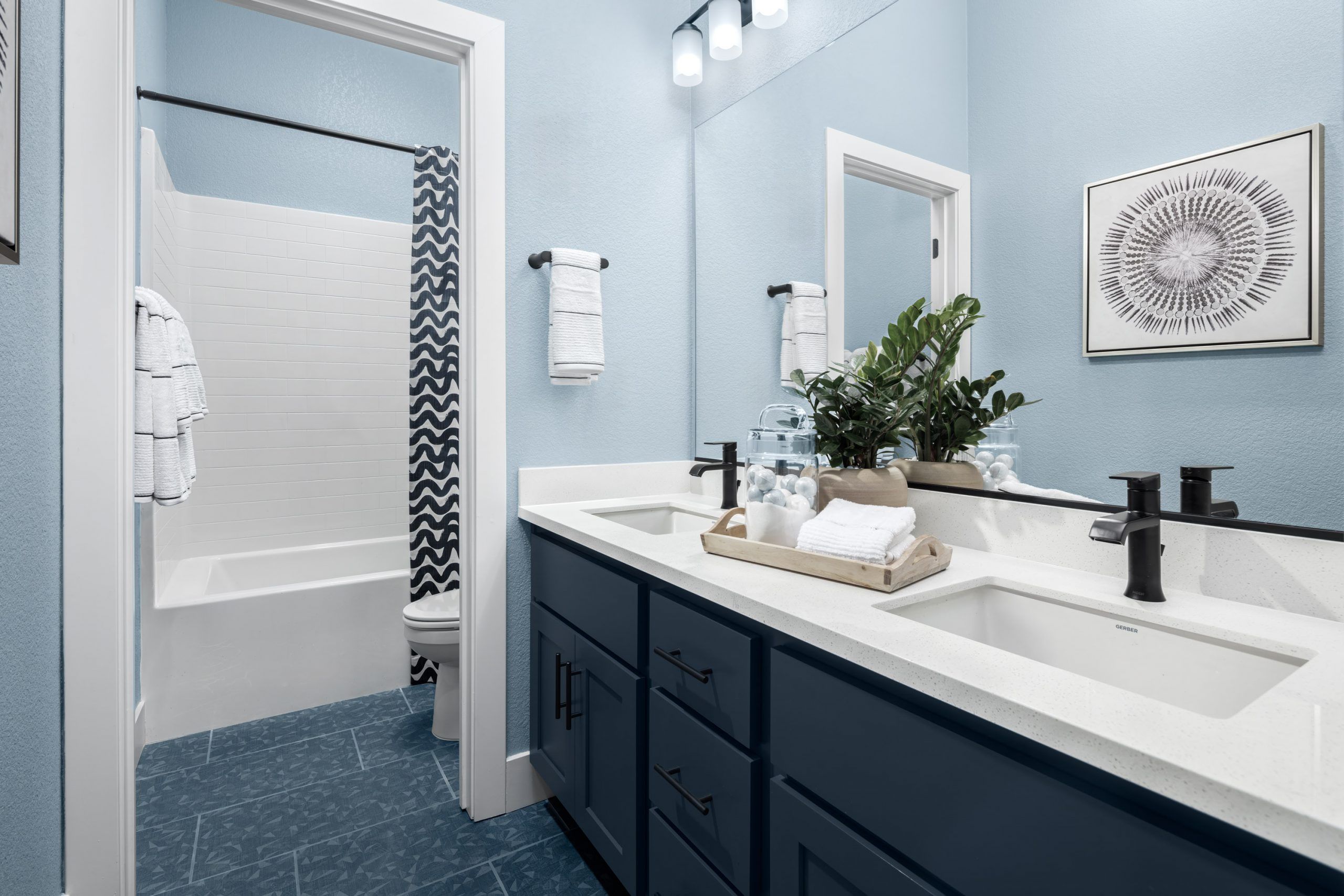 Secondary Bathroom with Dual-Vanity Sinks