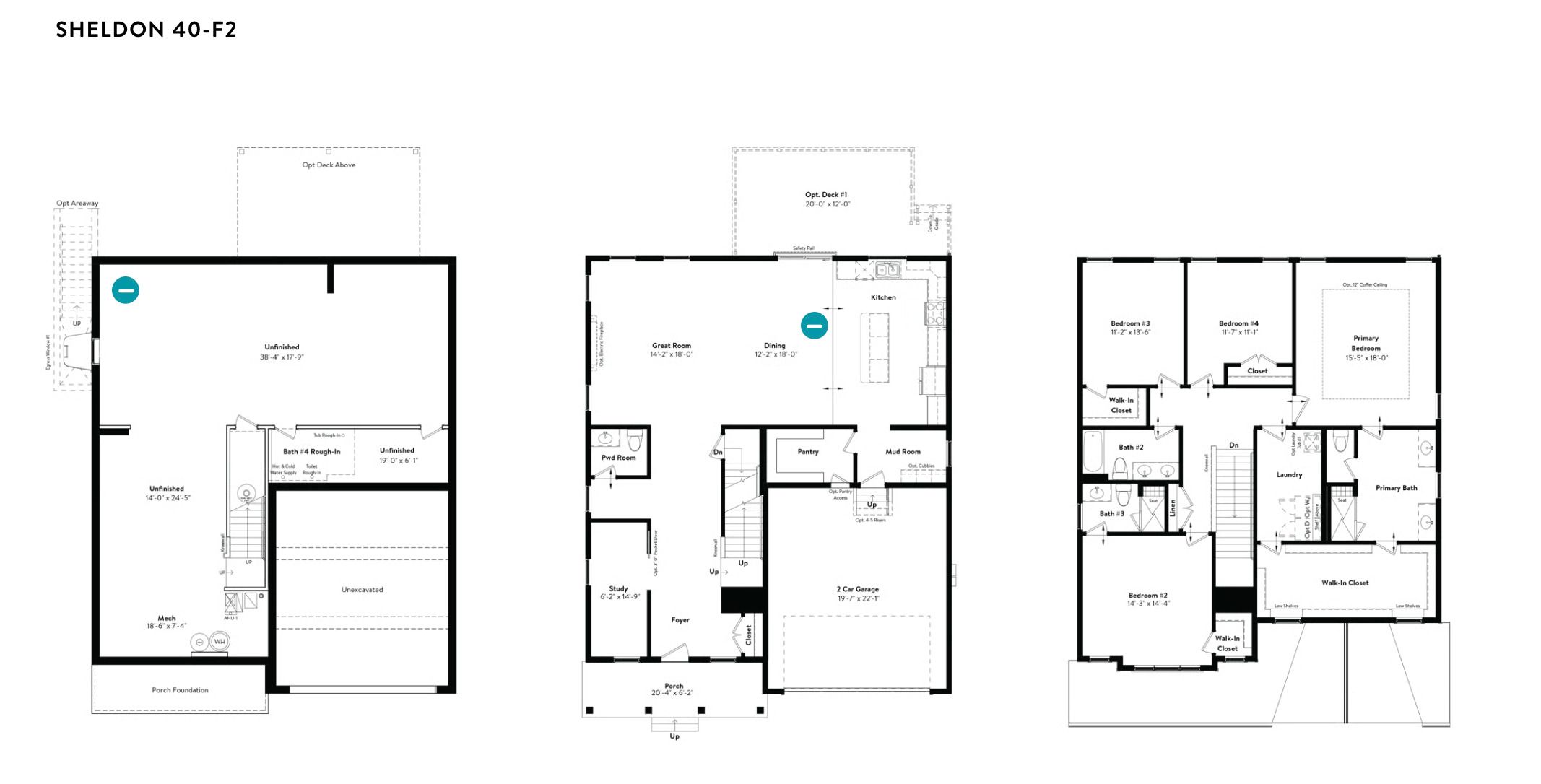 All Levels Unfinished Basement with Standard Kitchen Island