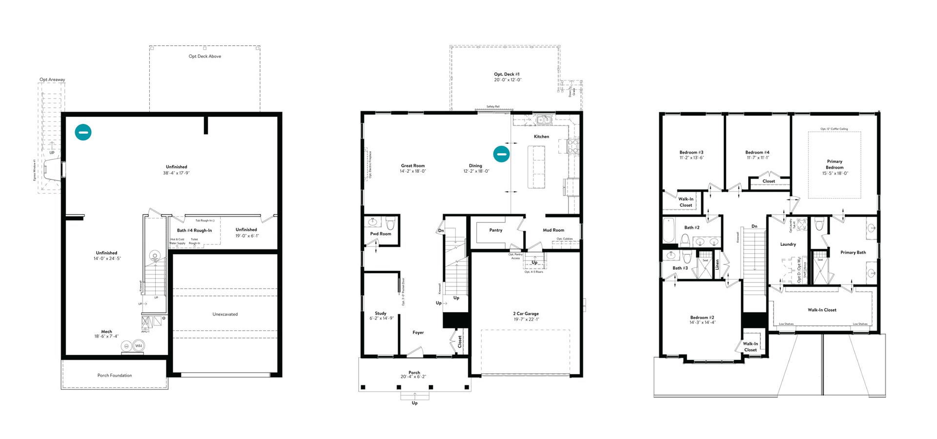 All Levels with Unfinished Basement and Standard Kitchen Island