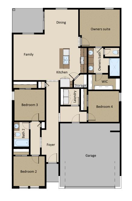 yellow Bell 1500 Floorplan – 3 Bedrooms, 2 Bathrooms & 2-Car Garage