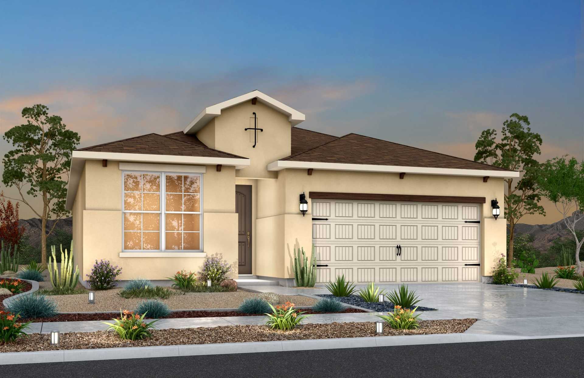Spanish B elevation at 1482 Prickly Pear, highlighting classic architectural details and exterior design.