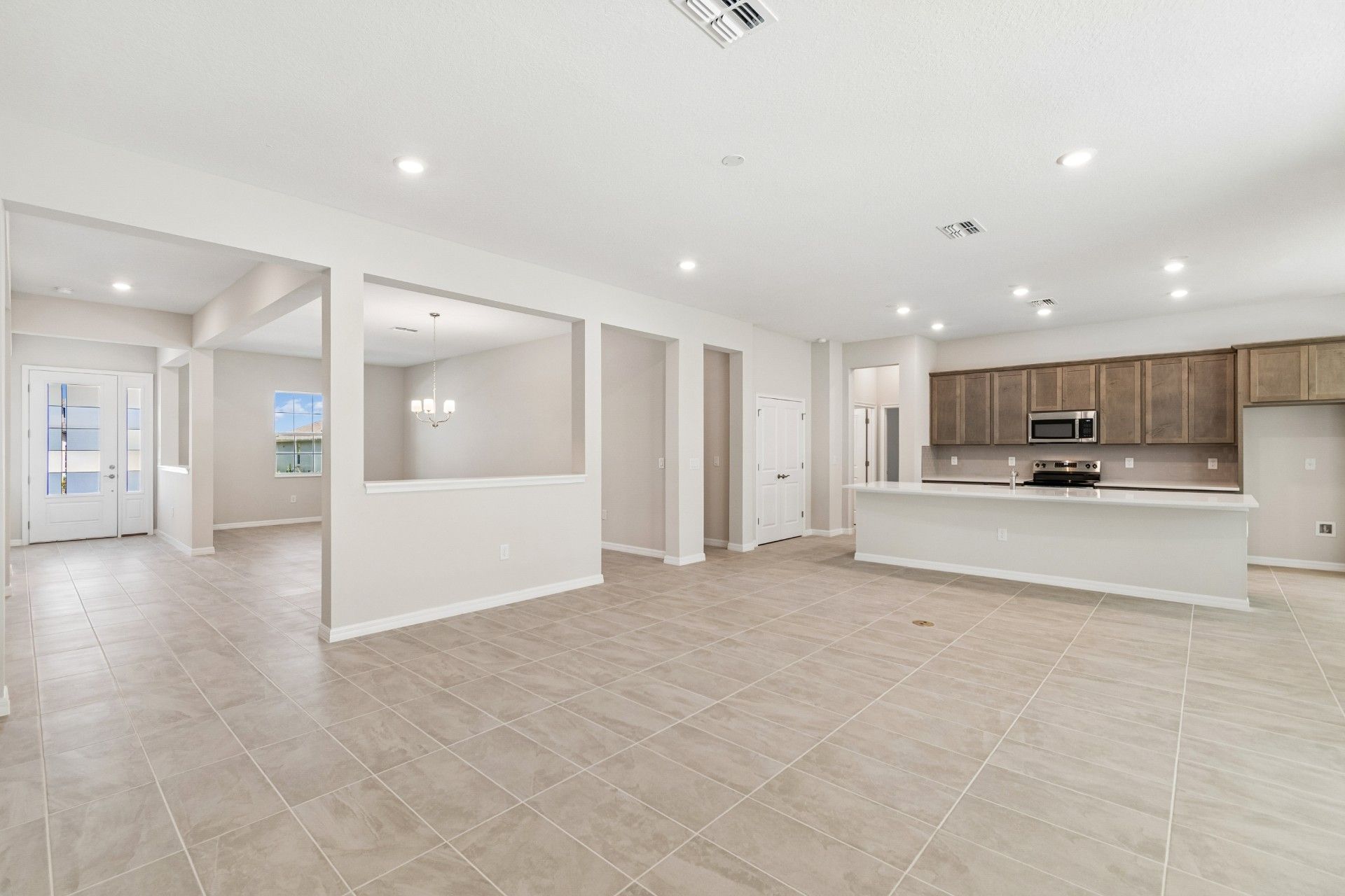 Family room and kitchen