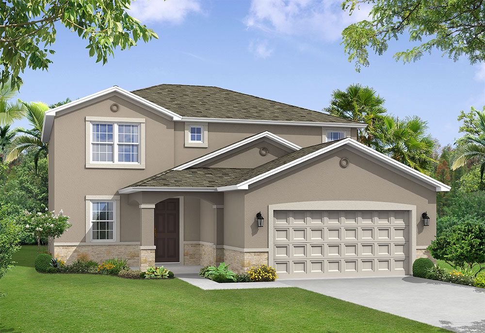 Saratoga new home plan tuscan elevation with opt stone by William Ryan Homes Tampa