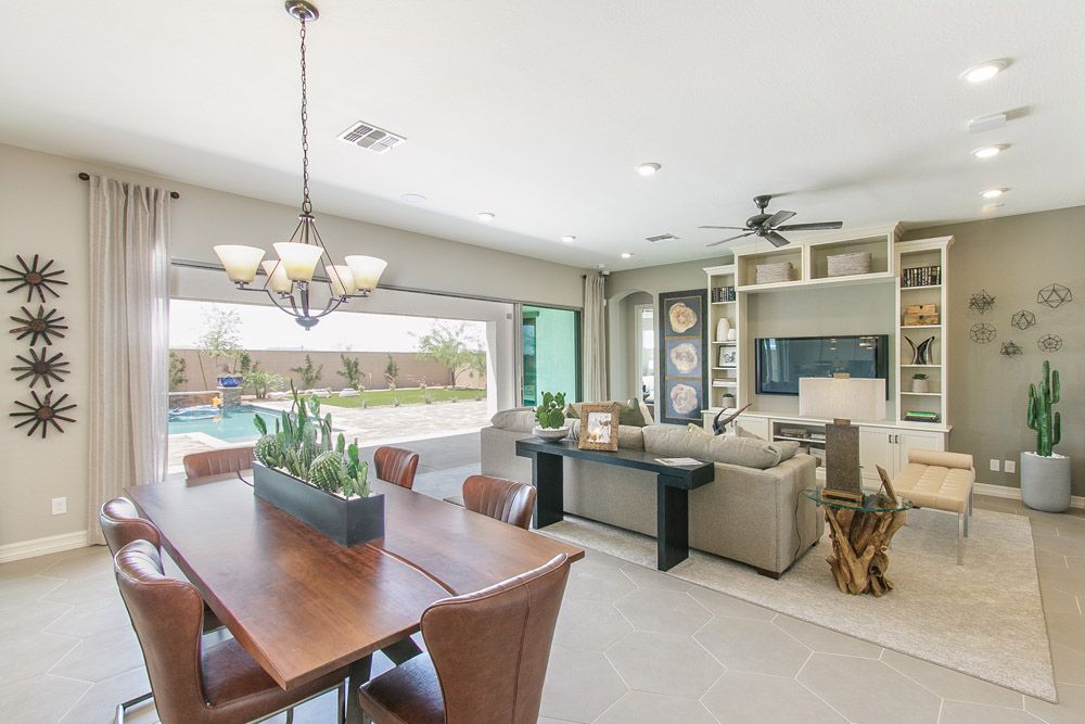 Breakfast area view of sliding doors Carina model home Tranquility at Montecito in Estrella William Ryan Homes Phoenix
