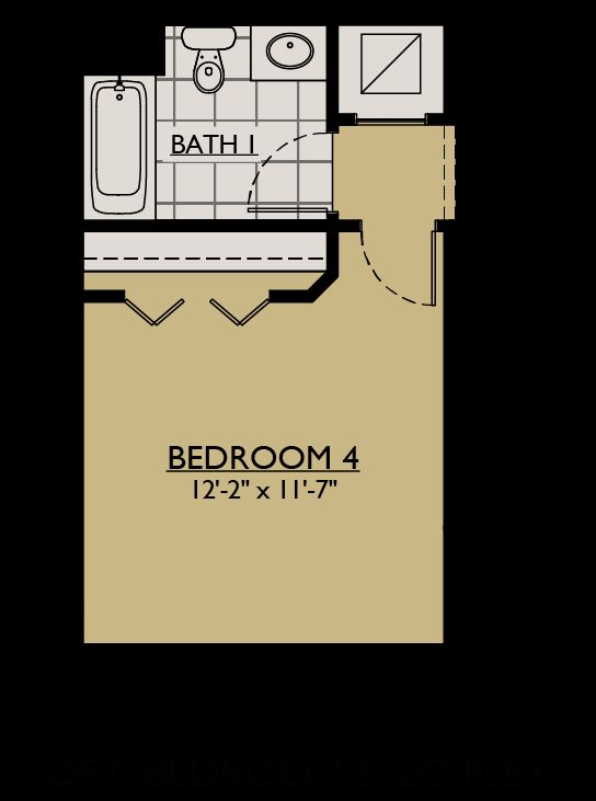 Juniper FL - Floor Plan Option - Bedroom Five in Lieu of Flex Room