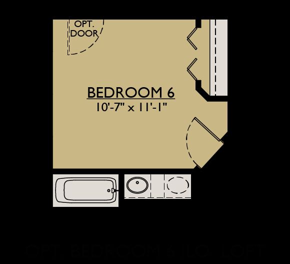 Juniper FL - Floor Plan Option - Bedroom Six in Lieu of Loft