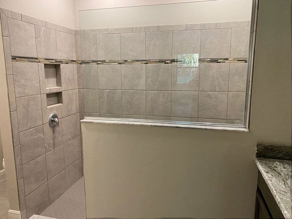 Juno new home the owner bathroom has the large luxurious walk in shower upgrade William Ryan Homes Tampa