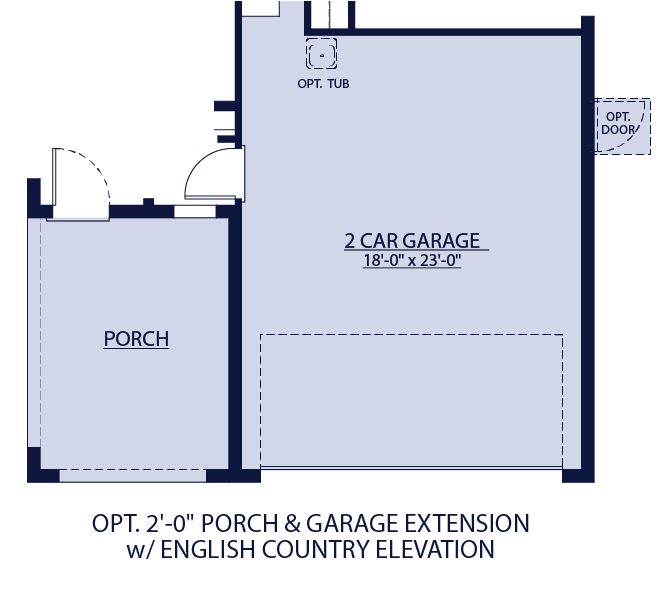 Flora floor plan option 2 foot garage extension with English Country elevation only at BridgeWater by William Ryan Homes Tampa