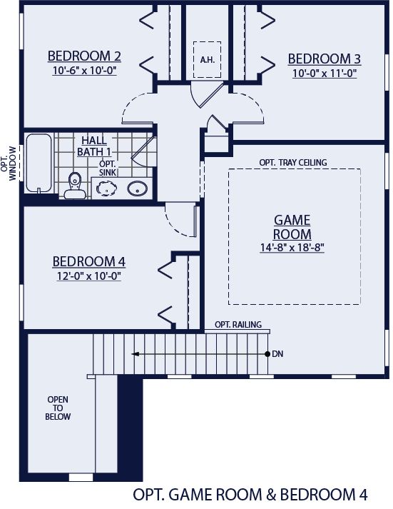 Jade floor plan option game room and fifth bedroom only at BridgeWater by William Ryan Homes Tampa