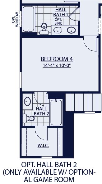 Jade floor plan option hall bath 2 only available w/opt game room BridgeWater only by William Ryan Homes Tampa