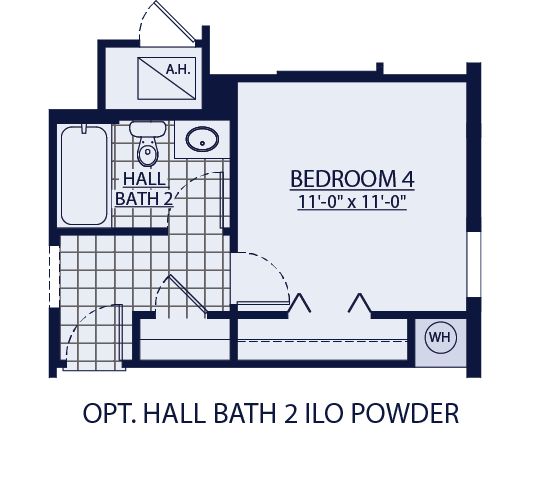 Sebring floor plan option hall bath 2 in lieu of powder room only at BridgeWater by William Ryan Homes Tampa