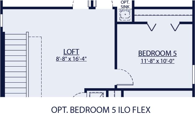 Sebring floor plan option bedroom 5 in lieu of flex room only at BridgeWater by William Ryan Homes Tampa
