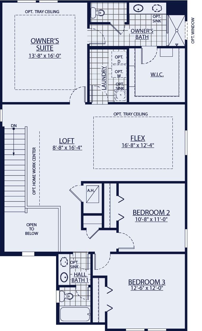Sebring floor plan second floor only offered at Bridgewater by William Ryan Homes Tampa