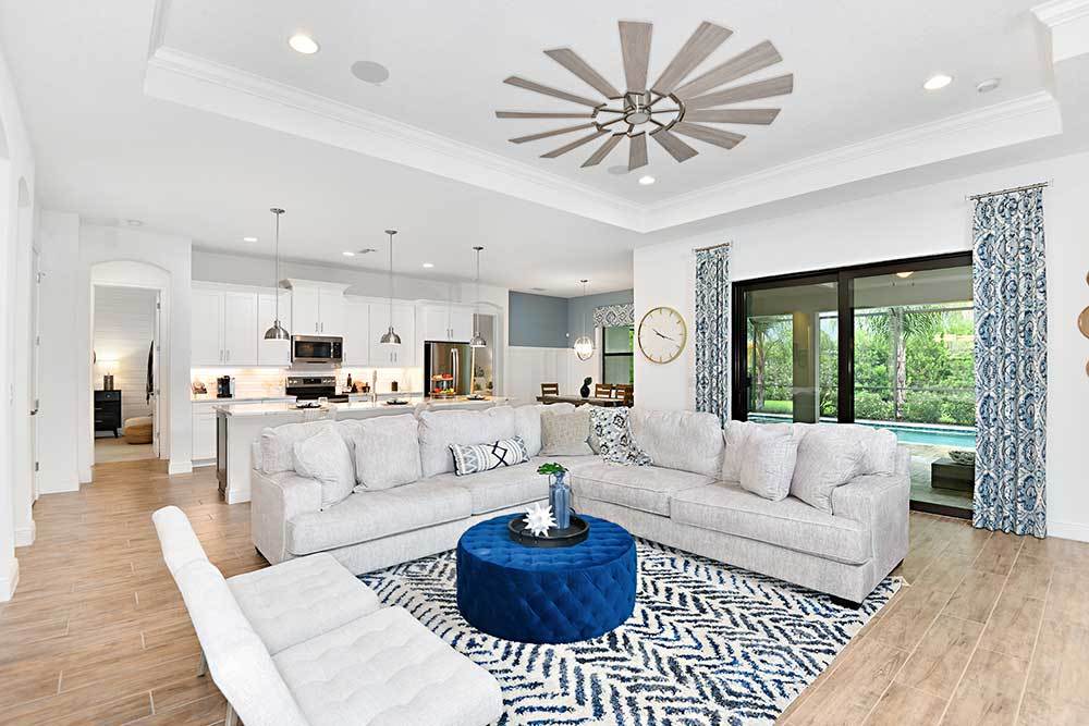 Joyce model home open concept great room kitchen and breakfast area by William Ryan Homes Tampa