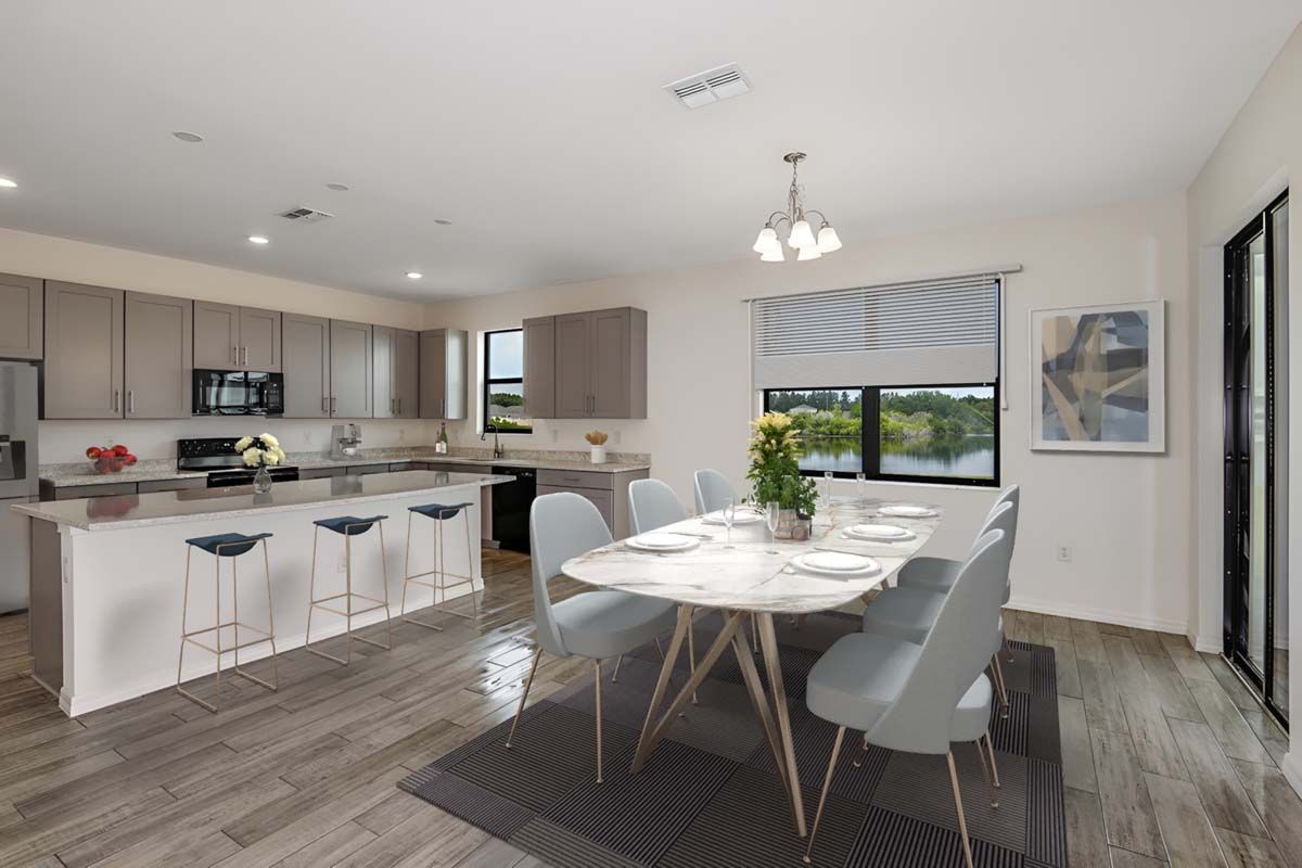 Juniper home plan kitchen and dining room views William Ryan Homes Tampa