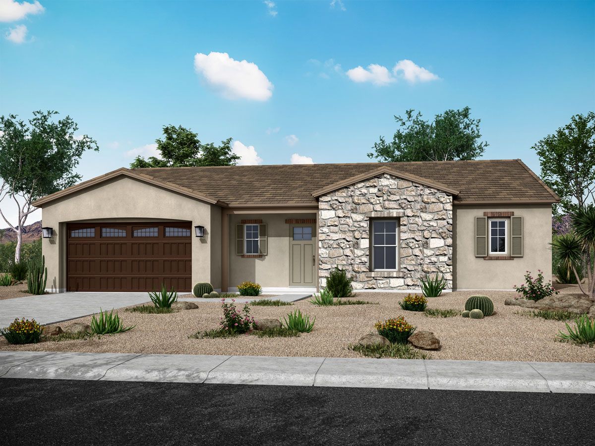 hacienda exterior elevation Vela floor plan at Harmony at Montecito in Estrella by William Ryan Homes