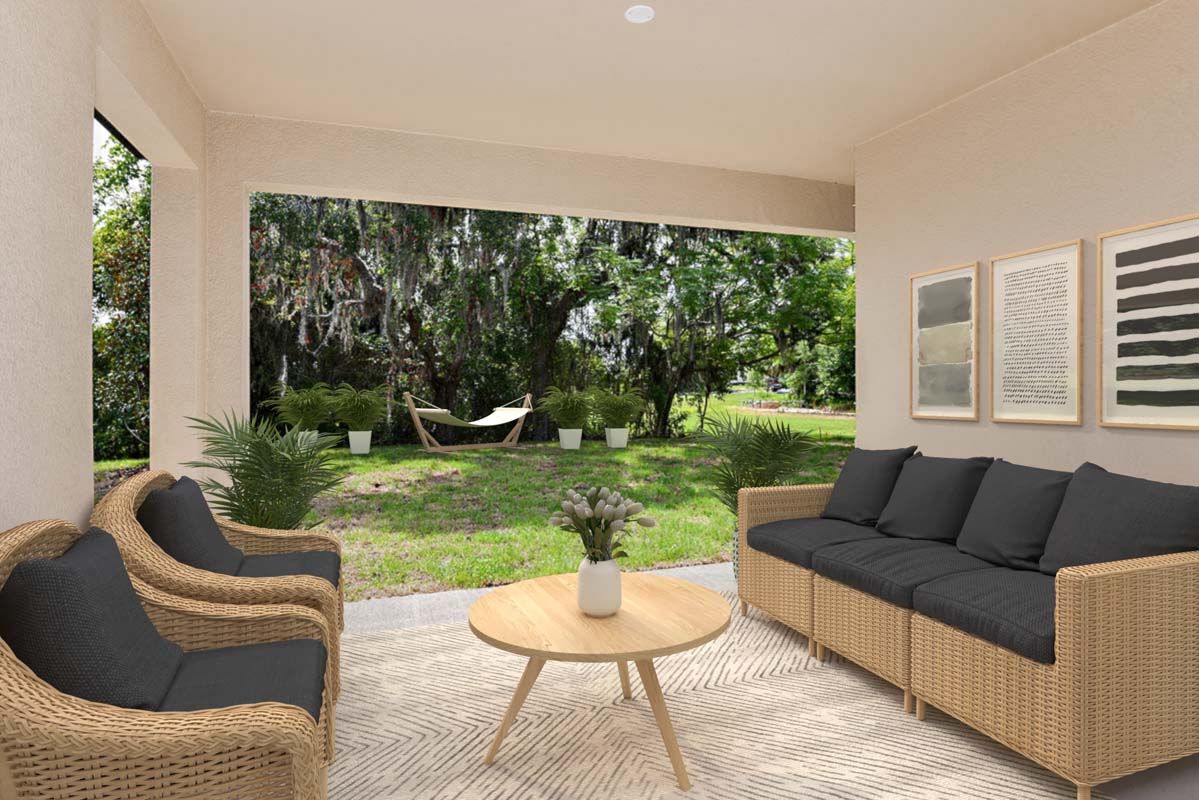 Juno new construction home plan with optional extended covered lanai by William Ryan Homes Tampa