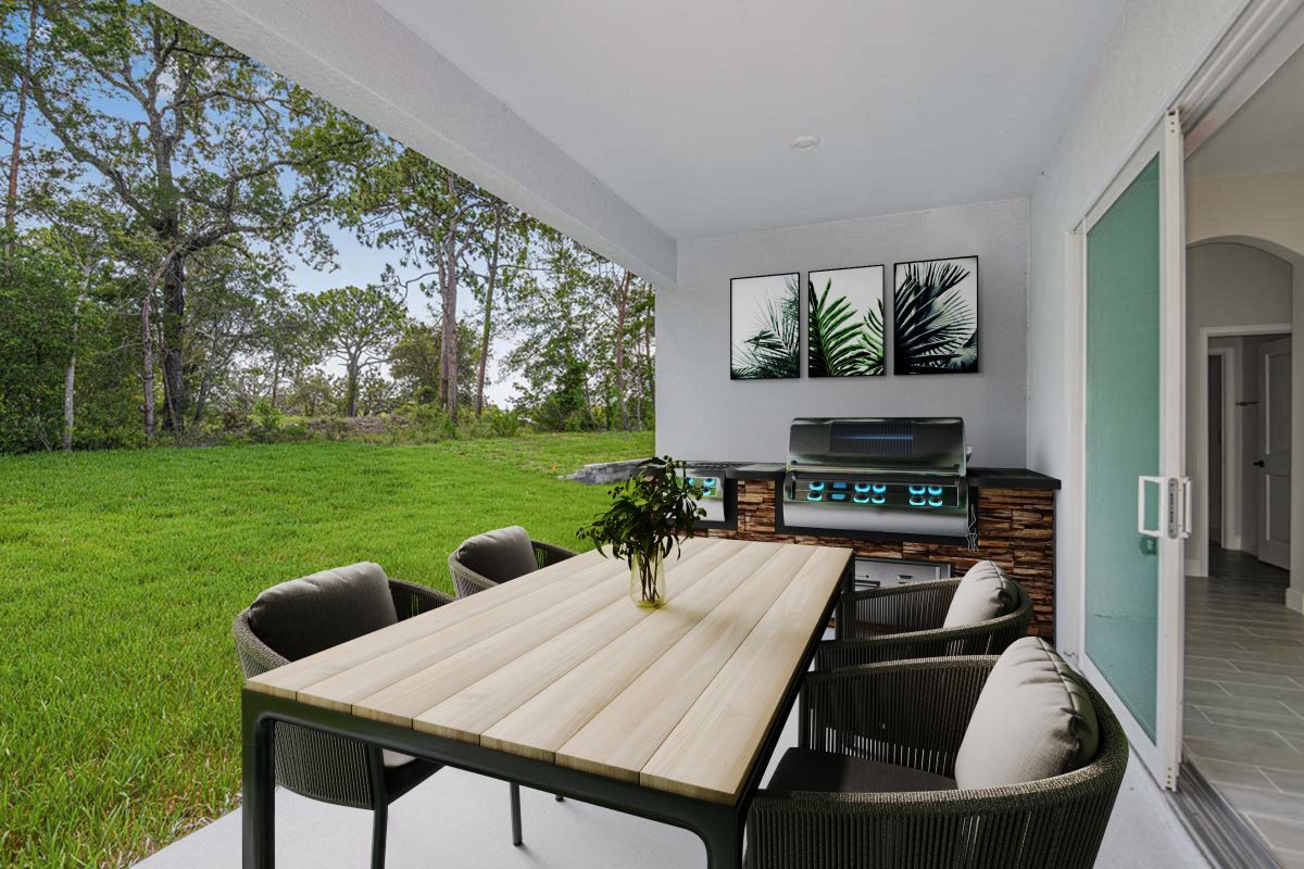 Sapphire new construction home plan outdoor living covered lanai by William Ryan Homes Tampa