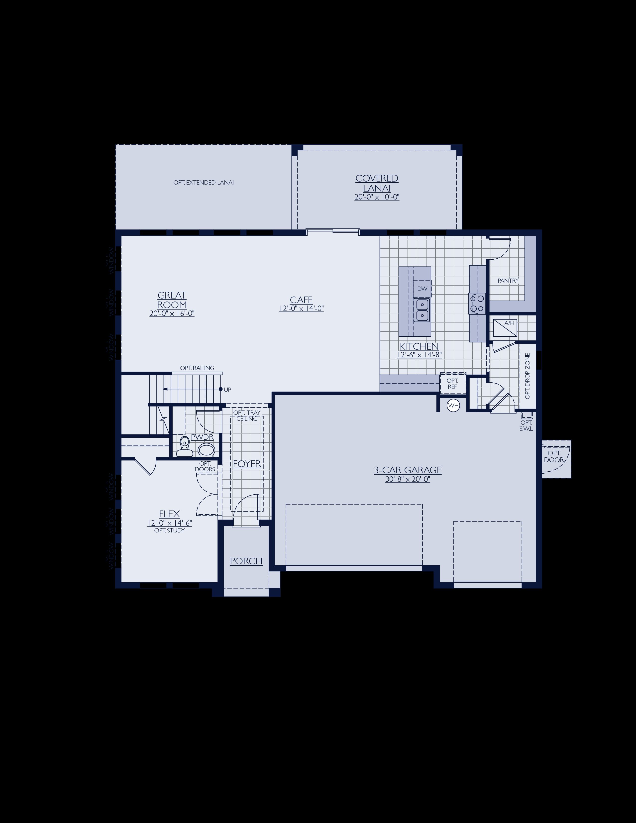 Sawgrass new construction home plan first floor plan by William Ryan Homes Tampa