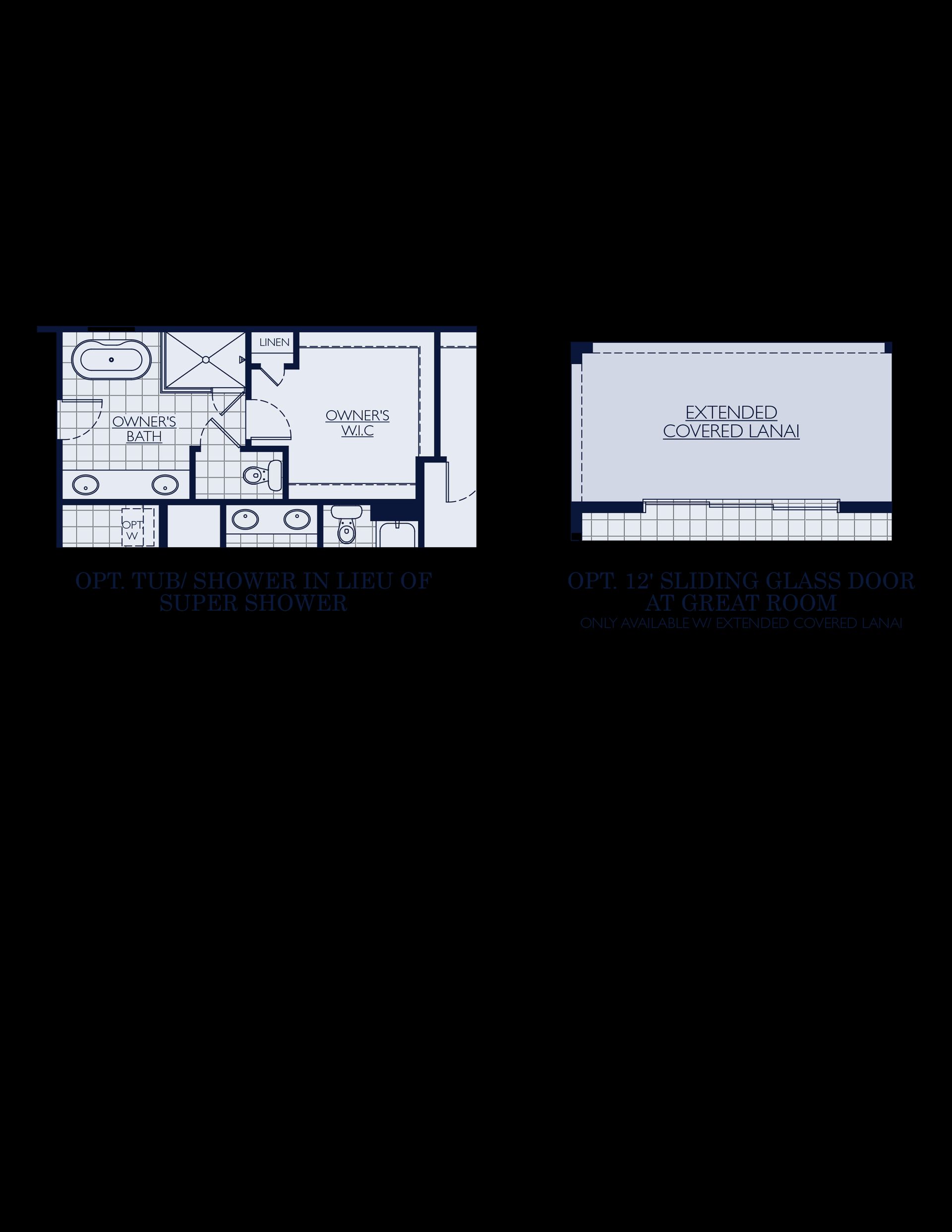 Sawgrass new construction home plan shower and slider options by William Ryan Homes Tampa