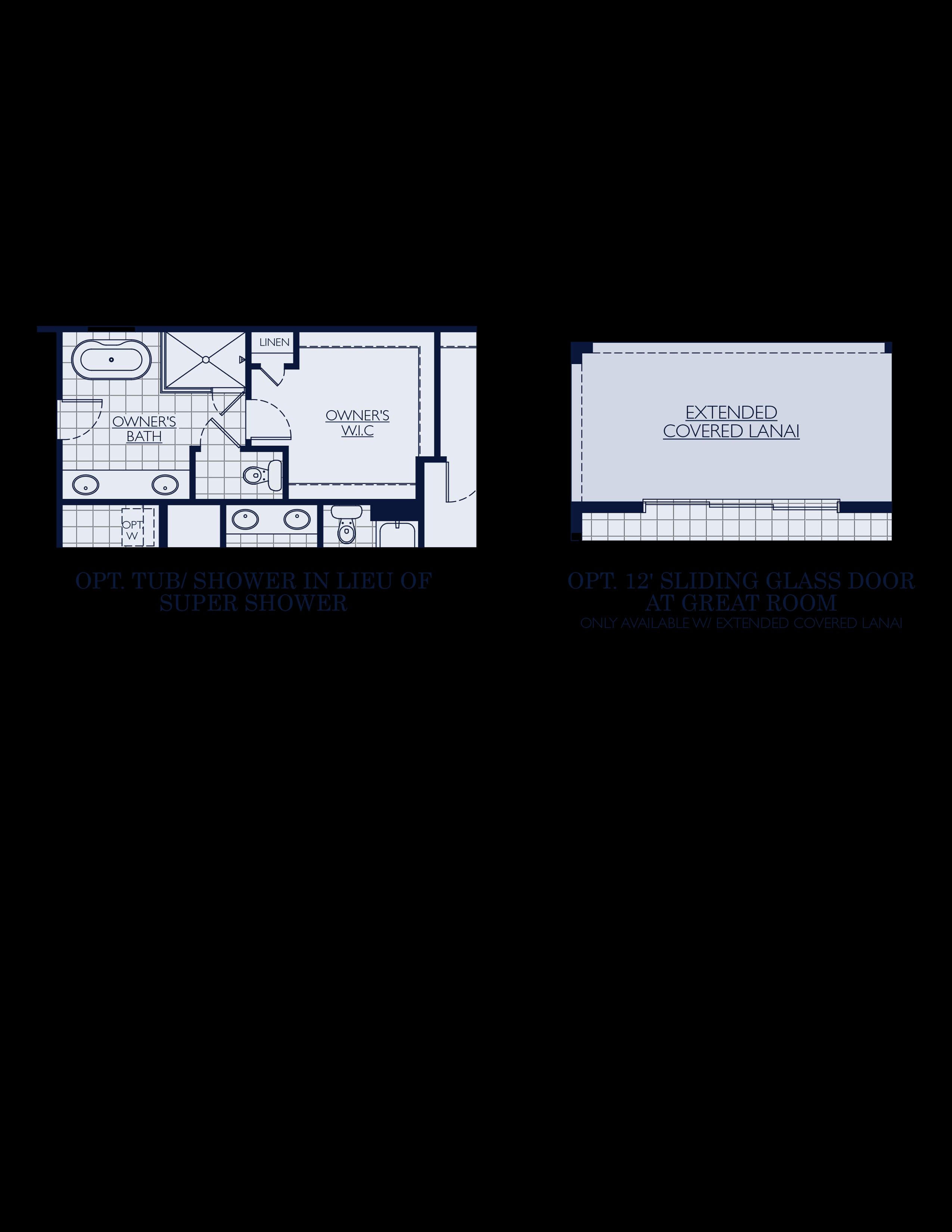Sawgrass new construction home plan shower and slider options by William Ryan Homes Tampa