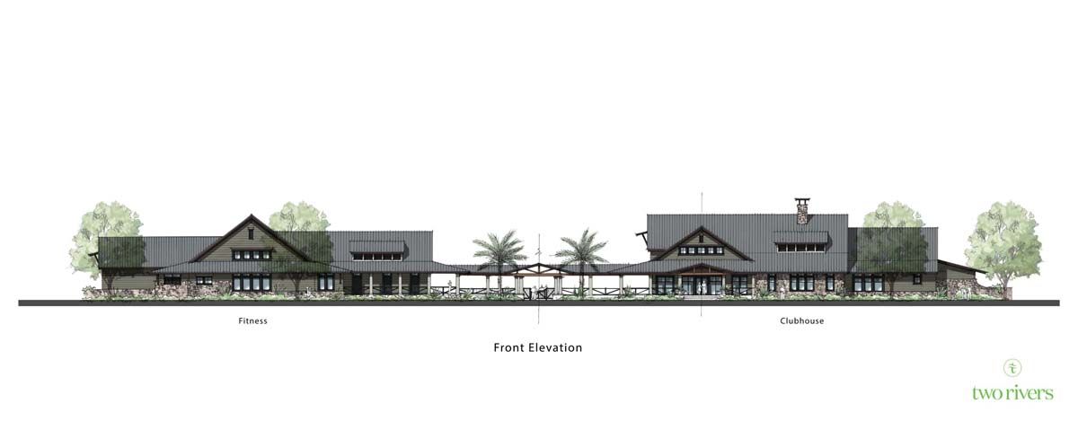 Clubhouse rendering entrance at Two River in Wesley Chapel, Fl William Ryan Homes Tampa