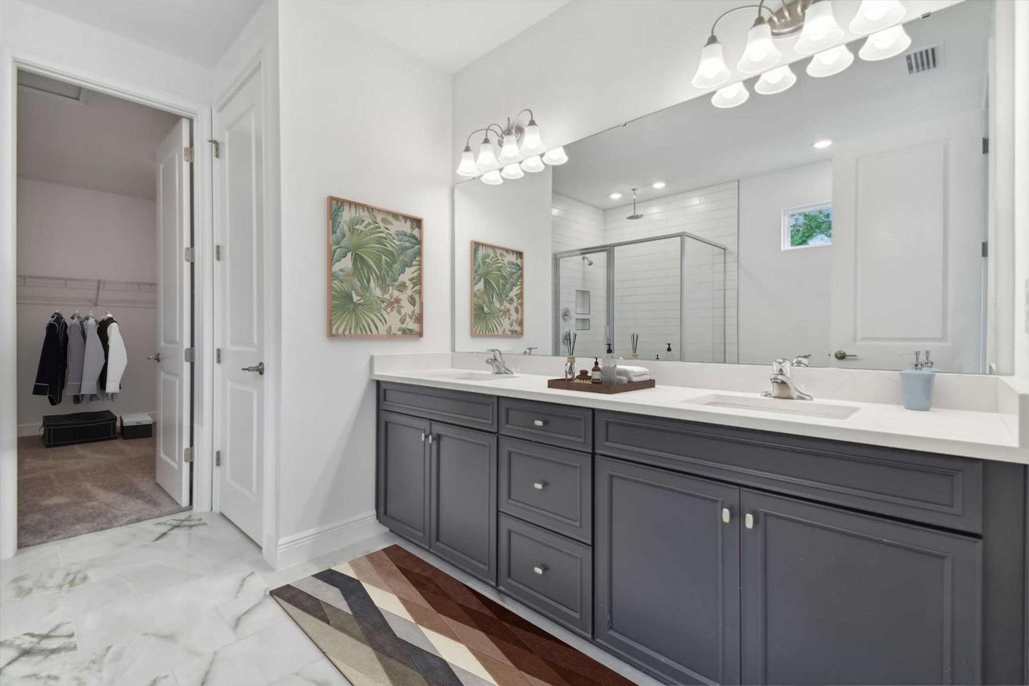 Jupiter new construction home plan 2-story plan second floor owner's bathroom vanity by William Ryan Homes Tampa