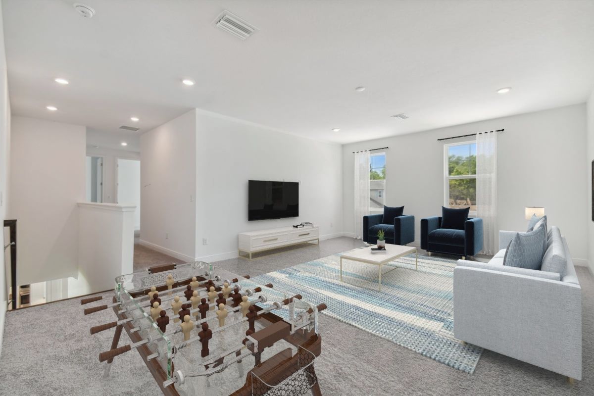 Jupiter new construction home plan 2-story plan second floor bonus room loft area by William Ryan Homes Tampa