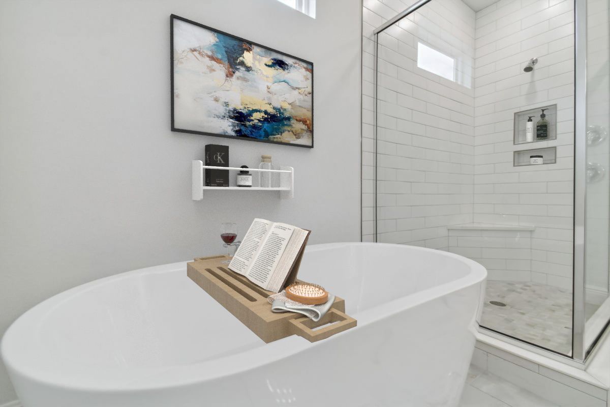 Jupiter new construction home plan second floor owner's bath soaking tub by William Ryan Homes Tampa