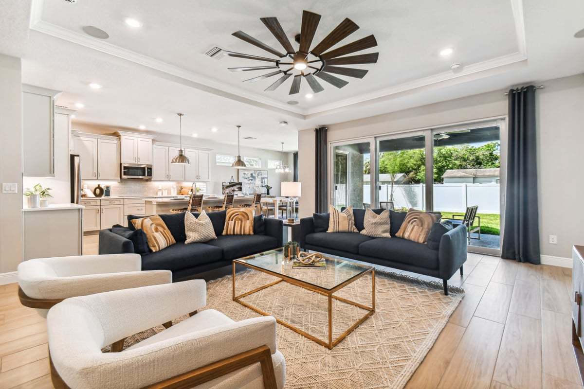 Charlotte new construction home plan open-concept living great room by William Ryan Homes Tampa