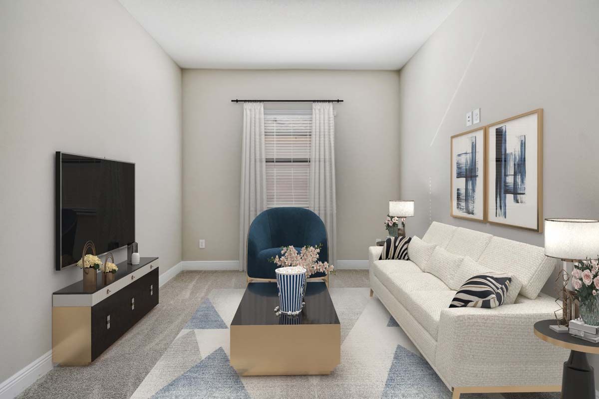 Strabane new construction home plan spacious living room design by William Ryan Homes Tampa