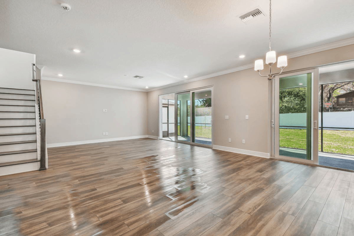 Sawgrass new construction home plan great room view to covered lanai by William Ryan Homes Tampa
