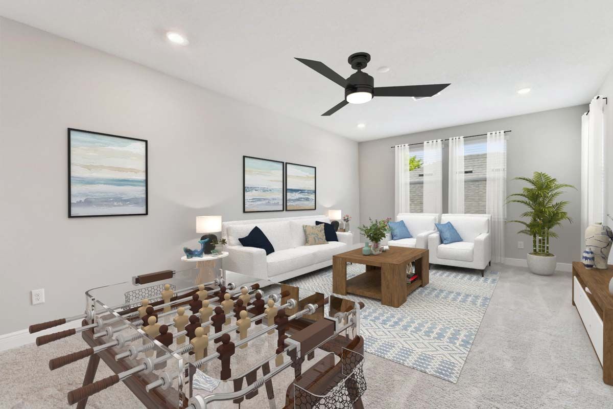 Jewel luxury new construction paired villa in Sun City Center, FL second floor loft game room by William Ryan Homes Tampa