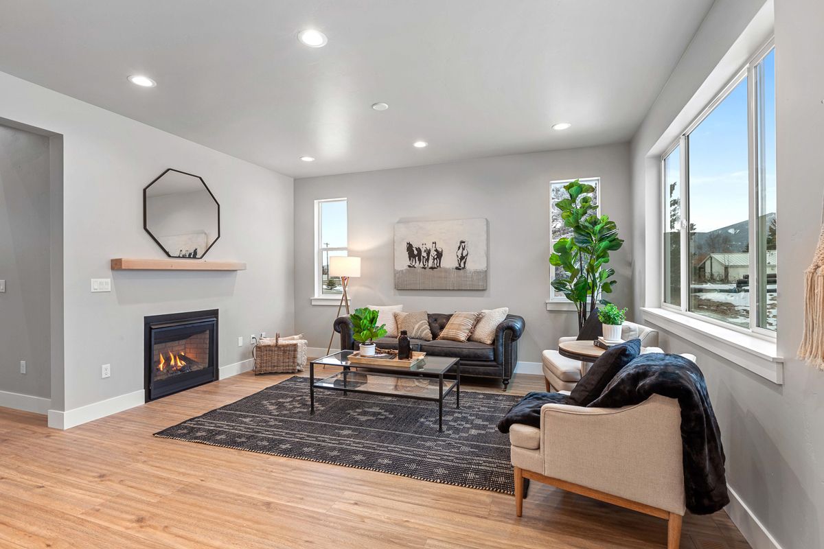 Open-concept great room in new homes for sale by top home builder