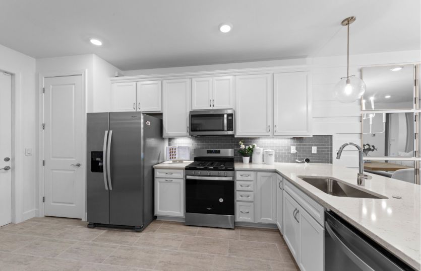 Kitchen with stainless steel appliances