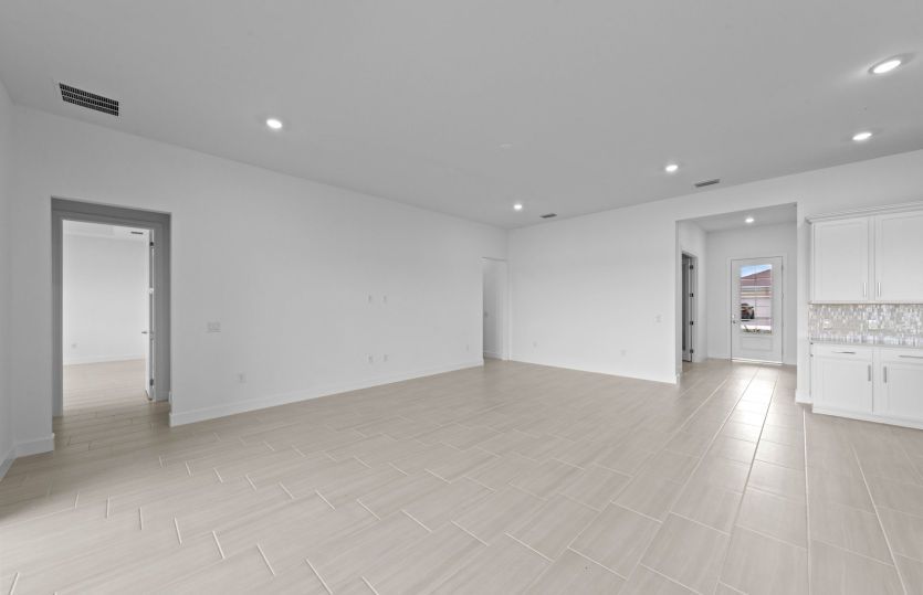 Gathering room with connected living