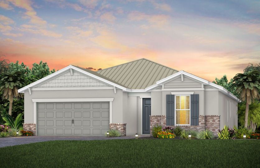Exterior C2 with optional metal roof and stone