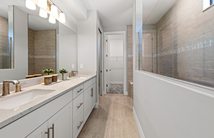 Owner's bathroom with dual sink vanity
