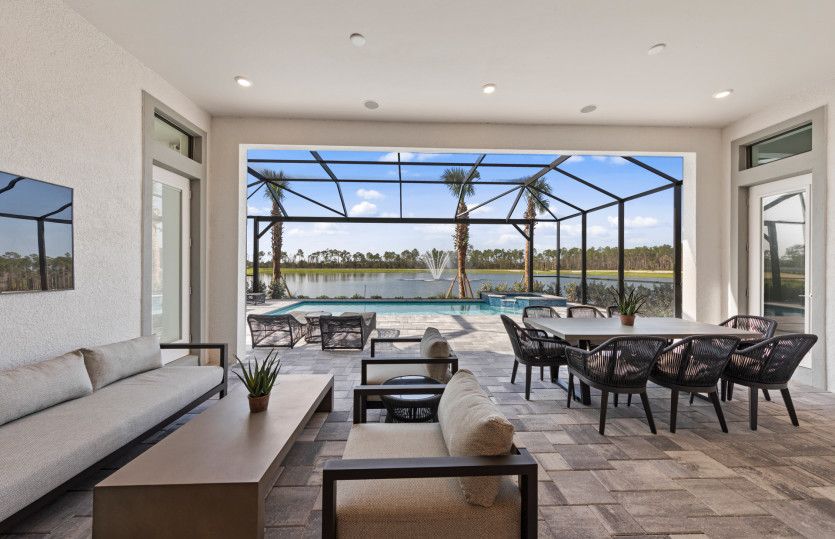 Covered lanai with water views